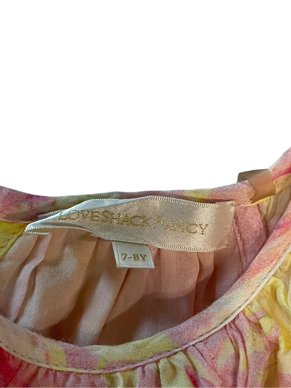 LoveShackFancy Pink Floral Flutter-Sleeve dress for Kids 2/8yrs